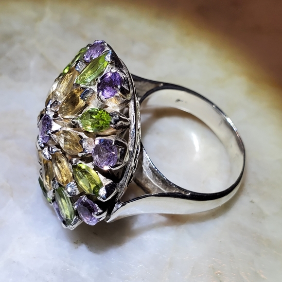 Huge ring citrine, green peridot, amethyst size 7 - Picture 6 of 11